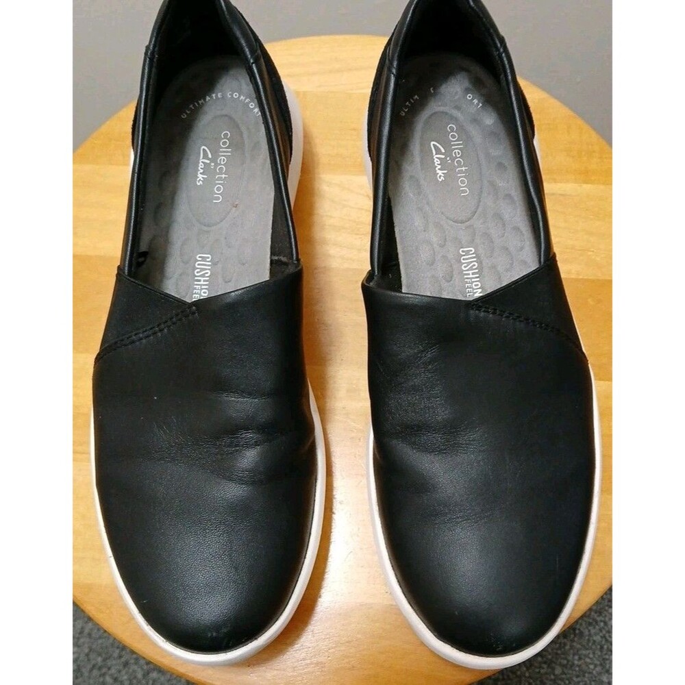 Clarks Kayleigh Black Leather Slip-on Loafer Casual Style Womens 8.5 M